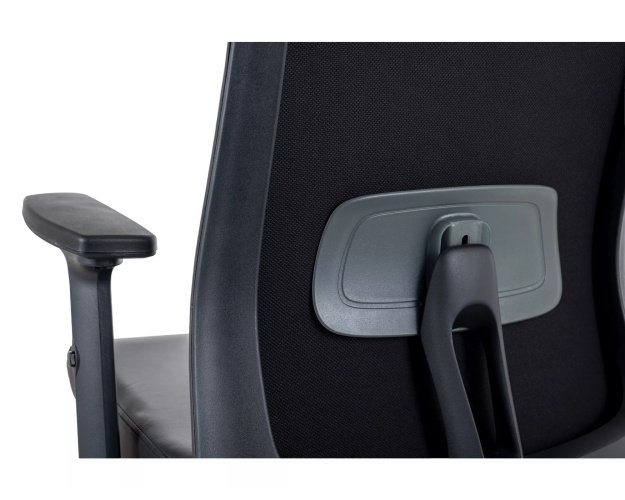 Sukamoji ergonominė kėdė iš dirbtinės odos – juoda, reguliuojami