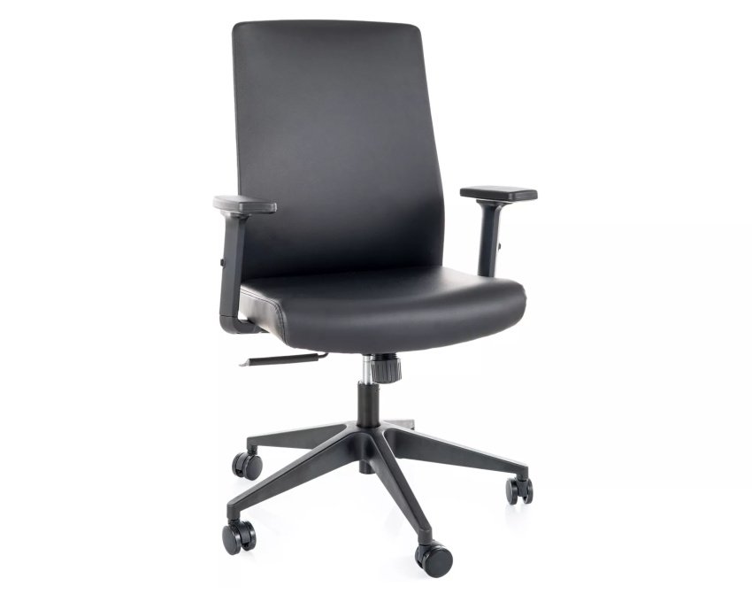 Sukamoji ergonominė kėdė iš dirbtinės odos – juoda, reguliuojami