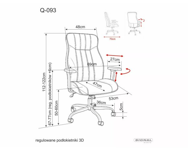 Darbo kėdė su 3D porankiais ir TILT mechanizmu | Juoda
