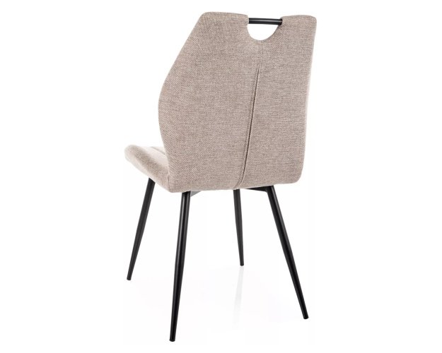 Valgomojo kėdė su audiniu ir metalo rėmu – šviesiai smėlinė / juoda