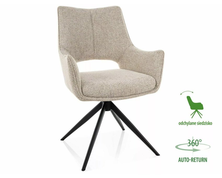 Valgomojo kėdė Noelle audiniu – metalinis rėmas, smėlio/juoda