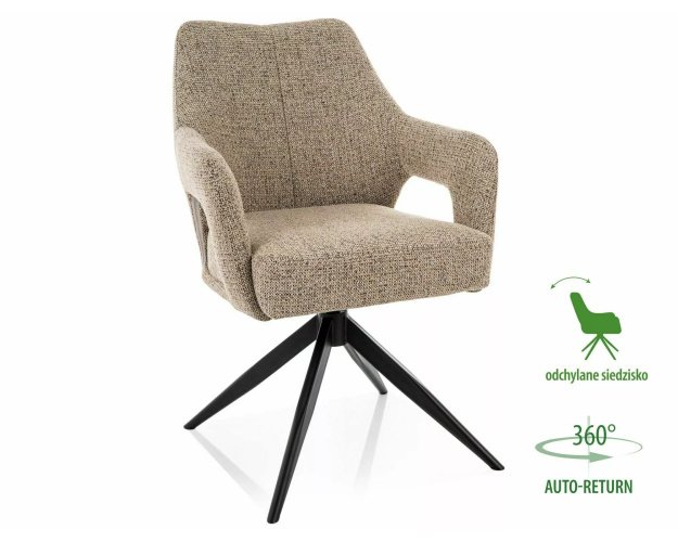 Valgomojo kėdė Noelle audinys, metalinis rėmas, 360° suktis