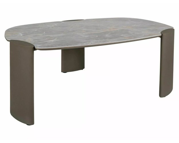 Žurnalinis staliukas MDF + keramika (pilkas blizgus/varinis rėmas)