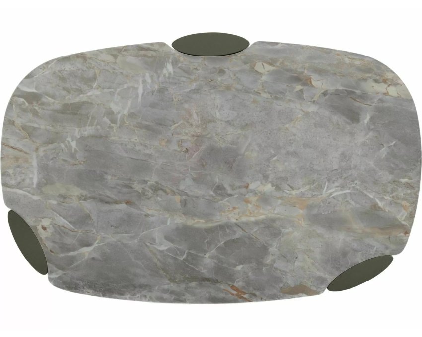 Žurnalinis staliukas MDF + keramika (pilkas blizgus/varinis rėmas)