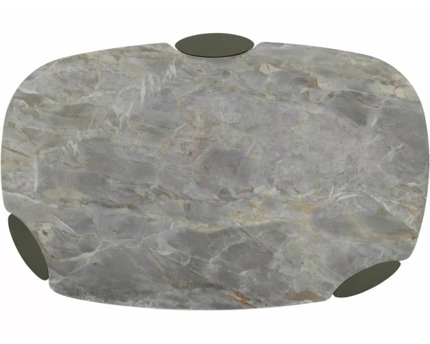 Žurnalinis staliukas MDF + keramika (pilkas blizgus/varinis rėmas)