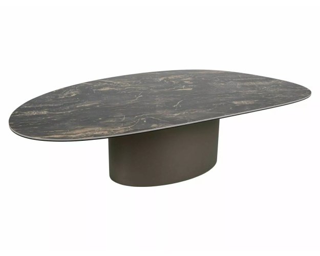 Žurnalinio stalo stikliniu viršumi ir metaliniu rėmu – juodas/varinis