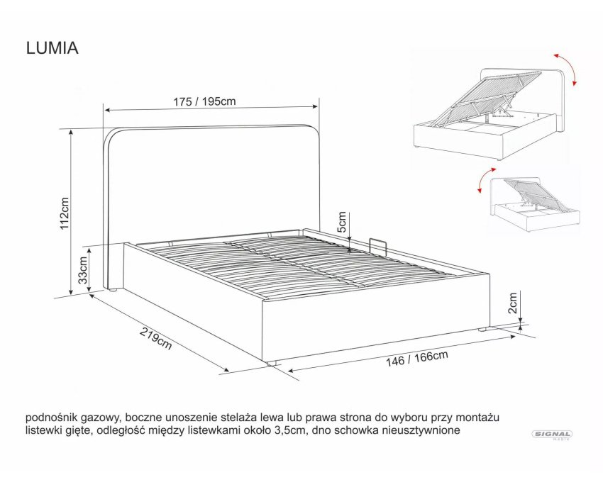 Lovos rėmas su daiktadeže ir kėlimo mechanizmu, 140x200 cm