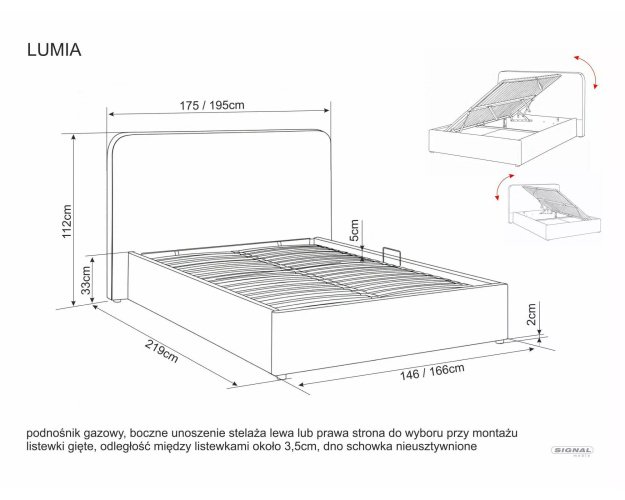 Lovos rėmas su daiktadeže ir kėlimo mechanizmu, 140x200 cm