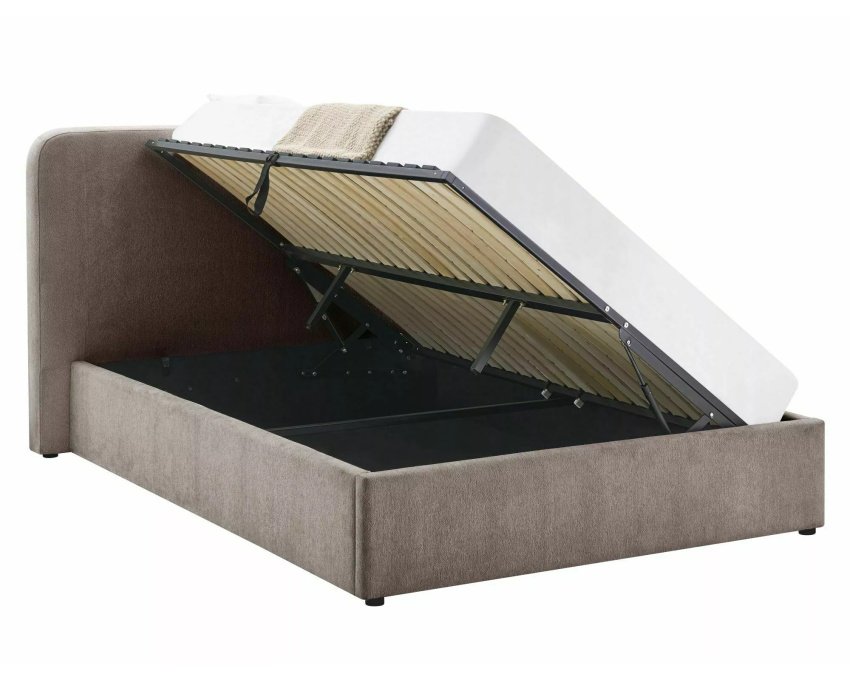 Lova su daiktadėže Raven 160x200 – pakėlimas iš šono, tamsiai smėlinė